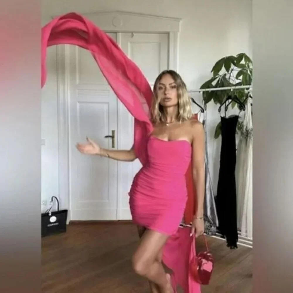 ZARA PINK DRAPED DRESS Summer fav - Picture 4 of 16